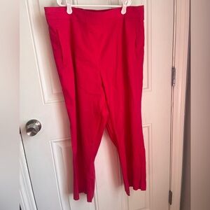 Cartonnier Anthropologie linen blend pull on crop wide leg pink pants medium